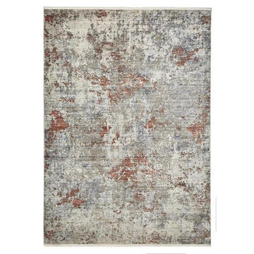 Athena 18597 Traditional Abstract Vintage Distressed Shimmer Soft-Touch Low Profile Short Pile Grey/Terracotta Rug-Think Rugs-Rug Love - The Most Loved Rug Store